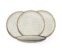 Henten Home Dinner Plate Set, 4-Piece Stoneware Dinnerware, Beige Dessert & Breakfast Plates, 28 cm