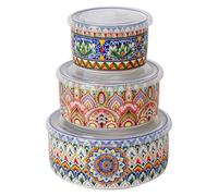Henten Home Mixing Bowls with Lids Set of 3, Ceramic Serving Bowl for Food Storage, Nesting Bowls Microwave and Dishwasher Safe, 32/20/11 OZ