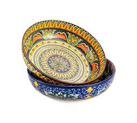 Henten Home Pasta Plates, Soup Plates/Deep Plates, Set of 2, 1500 ml Colourful Salad Bowls for Soup, Pasta, Spaghetti, Pasta, Salad, Series Mylo, Boho Style