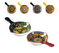Henten Home Sauce Dishes Dip Bowls, Mini Bowl Set Ketchup Side Dish, Condiment Relish Plate Chopsticks and Spoon Rack Holder - Bohemian Style Dip Dishes