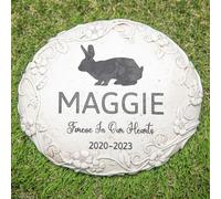 HENTOL Personalized Rabbit Memorial Stone, Pet Grave Marker Rabbit, Rabbit Headstone, Rabbit Tombstone, Rabbit Gravestone, Rabbit Memorial Gifts