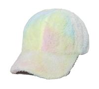 HENWASAI Womens Tie Dye Furry Baseball Cap, Casual Fuzzy Baseball Hat Rainbow Teen Girls Winter Dat Hat for Outdoor, B, One Size