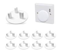 Henyall 10 Pcs Plug Socket Covers UK,3 Pin Plastic Outlet Plug Cover,Child Safety Plug Socket Covers UK,Baby Proofing Safety Socket Protector for Home & School(White)