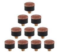 Henyall 10 Pcs Screw on Tips, 10mm Pool Cue Tips Hard Leather Replacement Tips for Pool Cues and Snooker (Brown