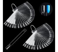 Henyall 100Pcs Clear Nail Swatch Sticks, Nail Polish Swatch Stick for Nail Art Design, Professional Practice Nail Tips & Samples,Nail Art Display Tools for Nail Tech Essentials & Nail Salon (Square)