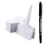 Henyall 100Pcs Plant Labels and Marking Pen, Waterproof Garden Plant Tags for Outdoor Plants,Plastic Plant Markers,T-Type Seed Markers for Herb, Vegetable & Flower Gardening (White,6x10cm)