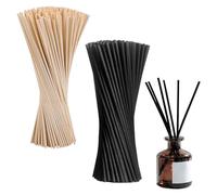 Henyall 100pcs Reed Diffuser Sticks, Natural Rattan Sticks for Home Office Fragrance,Thick Diffuser Reeds,Diffuser Refills,Black & Natural Wood Color Essential Oil Aroma Diffuser Replacement (3x200mm)