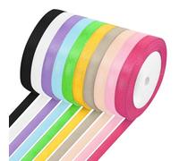 Henyall 10Pcs Satin Ribbon Assortment Roll Set - 22M (Assorted Colours) for Balloon Strings, Gift Wrapping, Bow Making, Wedding, Birthday Presents, Craft & Floral Decoration (1cm)