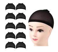 Henyall 10pcs Wig Caps,Ultra-thin Breathable Stretchy Nylon Stocking,Wig Cap with Elastics Bands,Hair Net to Hold Wig in Place,Breathable Wíg Net Cáp for Women and Men (Black)