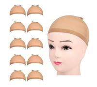 Henyall 10pcs Wig Caps,Ultra-thin Breathable Stretchy Nylon Stocking,Wig Cap with Elastics Bands,Hair Net to Hold Wig in Place,Breathable Wíg Net Cáp for Women and Men (Skin Colour)
