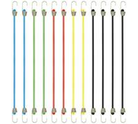 Henyall 12Pcs Mini Bungee Cords with Hooks,Multicolor 10 Inch Bungee Cord,Heavy Duty Rubber Stretchy Bungee Straps for Bicycle, Camping, Luggage, Roof Rack, Tarpaulin, Car, RV & Christmas Decorations