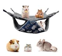 Henyall 2-Layer Pet Rat Hammock,Small Animal Hammock for Cage,Soft Flax Arctic Velvet Hanging Bed,Warm Double Sided Guinea Pig Hammock,Ferret Chinchilla Hamster Swing & Hideout Accessories (S,27x27cm)