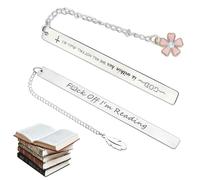 Henyall 2 Pcs Funny Bookmark for Women Men, Stainless Steel Metal Bookmarks with Interesting Rude Words, Unique Book Marks Present for Book Lovers Readers Best Friends Birthday Graduation