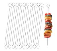 Henyall 20 PCS BBQ Metal Skewers Stainless Steel,Food-Grade Kebab Skewers with Reusable,Metal Skéwers for Kebabs, Grilling, Oven, and BBQ (7.87"/20cm)