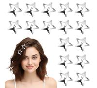 Henyall 20Pcs Y2K Star Snap Hair Clips,Non-Slip Silver Hair Clips,1.26 Inch Cute Hair Pins, Lovely Metal Star Hair Accessories for Women Girls for Kids, Girls and Women