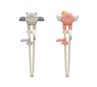 Henyall 2Pcs Kids Training Chopsticks with Anti-Slip Grip,Cute Devil and Angel Style Chopsticks,Reusable Chopstick with Silicone Fixed Ring and Tweezer Tongs Design,for Kids Toddlers Beginners