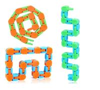 Henyall 3 Pcs 24 Links Wacky Tracks Snap and Click Fidget Toys,Multicolor Finger Sensory Toys Set for Stress Relief,Party Bag Fillers,Puzzle Educational Toys & Party Favours for Kids Adults