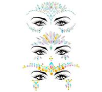 Henyall 3Pcs Face Gems,Glitter Face Temporary Tattoos,Rhinestone Face decal,Self-Adhesive Jewels Face Stickers for Music Festivals,Halloween,Christmas and Festival Parties Accessories