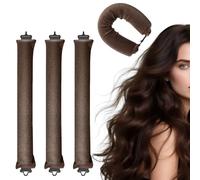 Henyall 4 Pack Heatless Curlers, Overnight Heatless Rods Curls, Heatless Hair Rollers for Long Short Hair, No Heat Foam Sponge Curling Set with Hook (Brown)