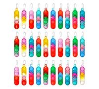 Henyall 40Pcs Pop Keyring,Mini Keychain Toys,Party Favours Pop Bubbles Fidget Toys,Silicone Fidget Keyring,Birthday Christmas Party Bag Fillers for Kids Girls and Boys