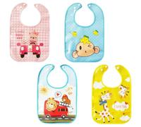 Henyall 4Pcs Baby Bibs,Waterproof Baby Bibs,Apron Cute Cartoon Bibs,Feeding Weaning Bib with Washable,Stain,Oil and Odor,Adjustable Silicone Bib for Toddler,Baby and Kid