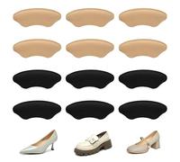 Henyall 6 Pairs Heel Pads for Shoes,Heel Cushion Pads,Self-Adhesive Non-Slip Heel Grips, Breathable Memory Foam Heel Protector,for High Heels Sneakers Boots Loose Shoes Too Big(Black and Skin Tone)