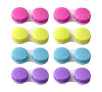 Henyall 8 Pcs Contact Lens Cases with Left/Right Caps, Reusable Leak-Proof Contact Lenses Holder Box for Home, Travel & Outdoor Storage, Coloured Bulk Contact Lens Case Set