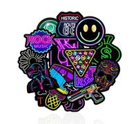 Henyall Cool Neon Stickers 50pcs Cool Neon Graffiti Sticker Pack Waterproof Vinyl Stickers Decals Vintage Pop Art Sticker for Computers Guitars Bikes Skate Laptop