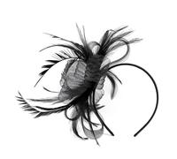 Henyall Flower Cocktail Tea Party Headwear, Fascinators Feather Headband for Weddings, Daily Wear, Artificial Flower Feathered Headpiece,for Girls and Ladies(Black)