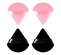 Henyall Powder Puff,Triangle Powder Puffs for Pressed Pówder,Reusable Makeup Púff Triangle Soft Pówder Sponge,Wet Dry Dual-Use Facial Make Up Sponges for Loose/Pressed Foundation (4Pcs Black + Pink)