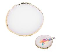 Henyall Resin Nail Art Palette,Nail Polish Color Mixing Palette,Golden Edge Nail Holder Display Board for Makeup Beauty Nail Art,Professional DIY Nail Tech Colouring Tool (White)
