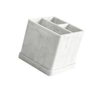 HENYGEN Modern Silicone Toothbrush Holder with Secure Base, White Marble | Versatile Silicone Shelf for Brushes and Cosmetics with Drainage Holes, Hygienic Design for Bathroom Organization