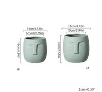 HENYGEN Nordic Human Face Ceramic Vase Flowerpot Green Plant