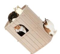 HENYGEN Pet House Double Deck Structure Separate Hiding Space Observation Platform Year Round for Timid Cats Bed