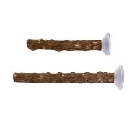 HENYGEN Set of 2 Natural Wood Bird Standing Perch Suction Cup Perches for Beak Care Climbing and Exercise Engagement Toy Bird Exercise Rod