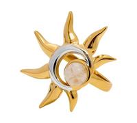 HENYGEN Wedding Rings Dating Sun and Moons Opening Finger Jewelry Suitable for Woman Present Open with Moonstone Jewelry
