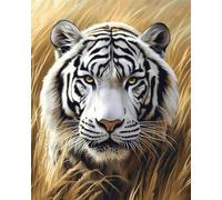 Henypt 14CT Cross Stitch Starter Kits for Kids Fantasy White Tiger Animal Fabric Stamped Embroidery Sewing Craft Set Needlework DIY Handmade Needlecrafts with Accessories 80x100cm