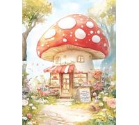 Henypt 14CT Stamped Cross Stitch Kits for Beginners Fantasy Mushroom House Fabric Stamped Embroidery Sewing Craft Set Needlework DIY Handmade Needlecrafts with Accessories 30x40cm
