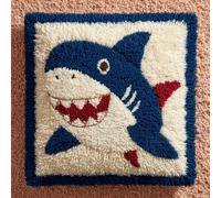 Henypt 43x43cm Latch Hook Pillow Kit,Cartoon Christmas Owl Pre-Printed Canvas Cushion Cover Craft,Easy Latch Hook Embroidery Kit for All Skill Levels