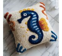 Henypt 43x43cm Latch Hook Rug Kit, Beginner DIY Crochet Craft Set,Soft Yarn Cushion Kit for Living Room Sofa Decoration,Crows on the Branches