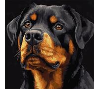 Henypt 9CT Cross Stitch Cushion Kit Cartoon Rottweiler Animal DIY Cushion Embroidery Kit Needlepoint Handmade Needlework Cushions Kits Stitched Pillow Cover Set for Adults Beginners 50x50cm
