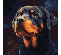 Henypt 9CT Cross Stitch Cushion Kit Cartoon Rottweiler Animal DIY Cushion Embroidery Kit Needlepoint Handmade Needlework Cushions Kits Stitched Pillow Cover Set for Adults Beginners 50x50cm