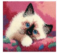 Henypt 9CT Cross Stitch Kits for Adults Pillow Cartoon Cat Animal Needlepoint Craft Set Pre Printed Handmade Cushions Cover Stitched Cushion Kit Decorative for Adults Beginners 45x45cm