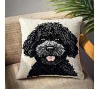 Henypt 9CT Cross Stitch Pillow Kit Cartoon Dog Animal DIY Cushion Embroidery Kit Needlepoint Handmade Needlework Cushions Kits Stitched Pillow Cover Set for Adults Beginners 45x45cm