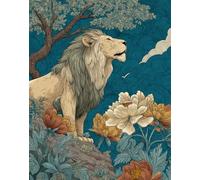 Henypt Advanced 11Ct Embroidery Lion and Flowers Cross Stich Kit Adults Beginners,Stamped Cross Stitch Kits,Christmas,Birthday Gifts Needlework Kit