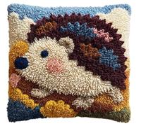 Henypt Animal Design Latch Hook Cushion Kit,Hedgehog DIY Rug Hooking Pillow