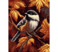 Henypt Bead Embroidery Cross Stitch Kit Bird Beneath Rustling Leaves 50X70Cm -9Ct DIY Craft Set with Beads, Pre-Printed Fabric & Needle, Handmade Embroidery Kit for Adults, Beginners & Home