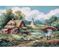 Henypt Bead Embroidery DIY Kitfarm Scene - 40X50Cm 9Ct Cross Stitch Beads On Pre-Printed Fabric, Complete Needlework Craft Set for Adults, Beginners & Unique Handmade Gifts
