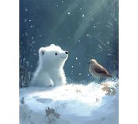 Henypt Bead Embroidery Kit 9Ct Polar Bear and Bird - DIY Cross Stitch with Beads, Pre-Printed Fabric, Embroidery Set with Beads & Needle, Craft Kit for Adults & Beginners (No Frame)