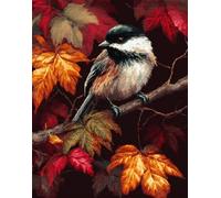 Henypt Bead Embroidery Kit,Bird Beneath Rustling Leaves 50X70Cm Bead Work Craft for Adults, Easy DIY 3D Embroidery with Beaded Flowers, Art Home Decor
